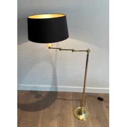 Pair of Adjustable Brass Reading Lamps, Attributed to Maison Jansen, circa 1940