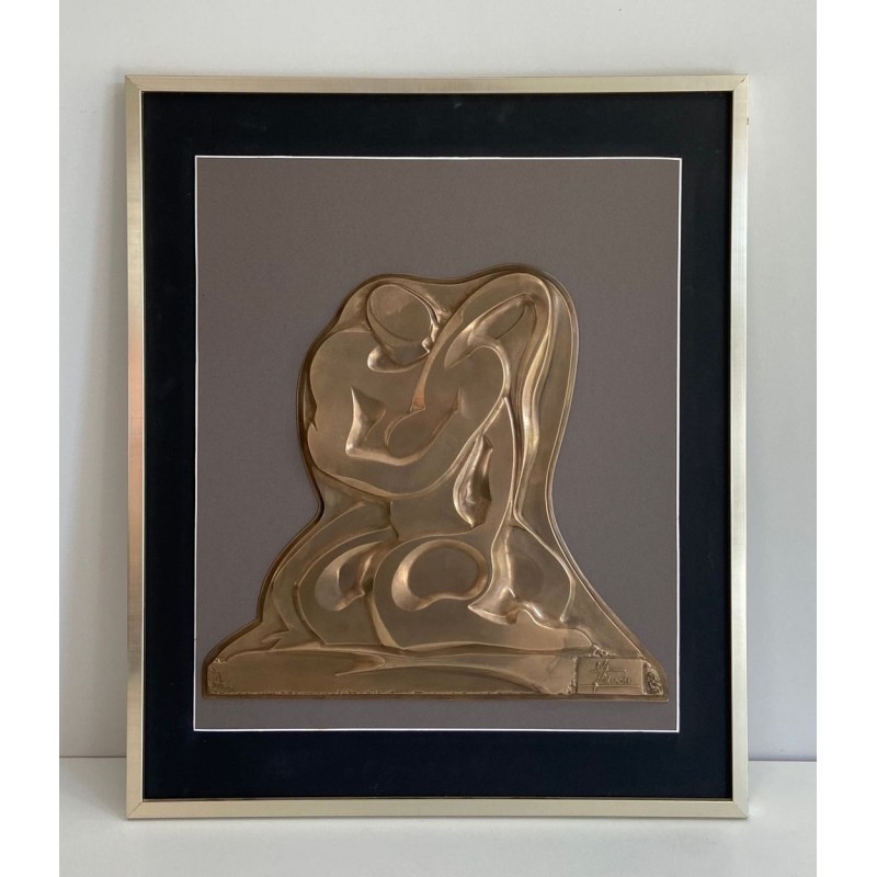 Brass Wall Relief — Two Entwined Figures, French Work, Circa 1970