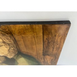 « Les Deux Amis » — Panneau Laqué, Signé Gobing, 1986
