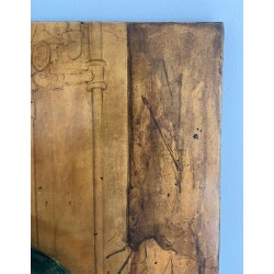 « Les Deux Amis » — Panneau Laqué, Signé Gobing, 1986