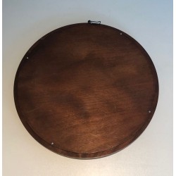 Round Wood and Brass Mirror