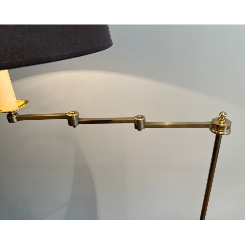 Pair of Adjustable Brass Reading Lamps, Attributed to Maison Jansen, circa 1940