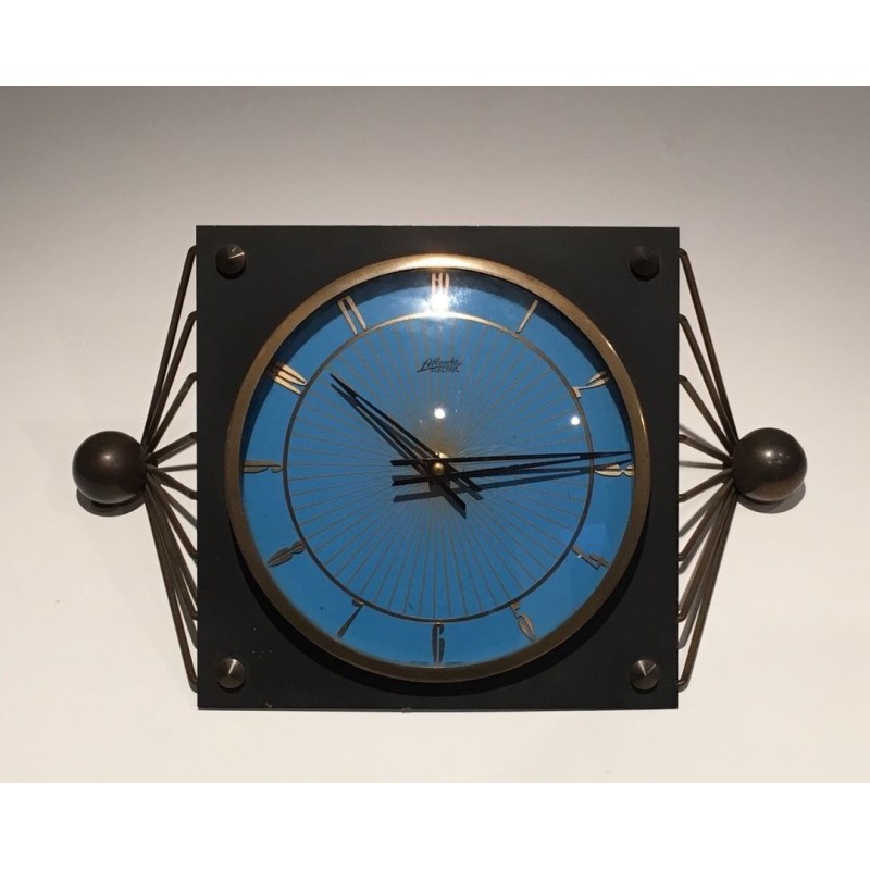 Horloge en Métal Laqué, Verre et Laiton. Vers 1950