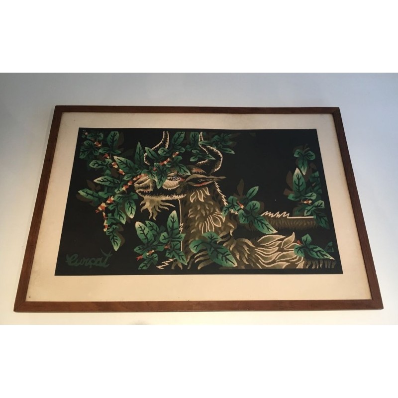 Impression représentant un Bélier. Travail Français Signé Jean Lurçat. Vers 1970