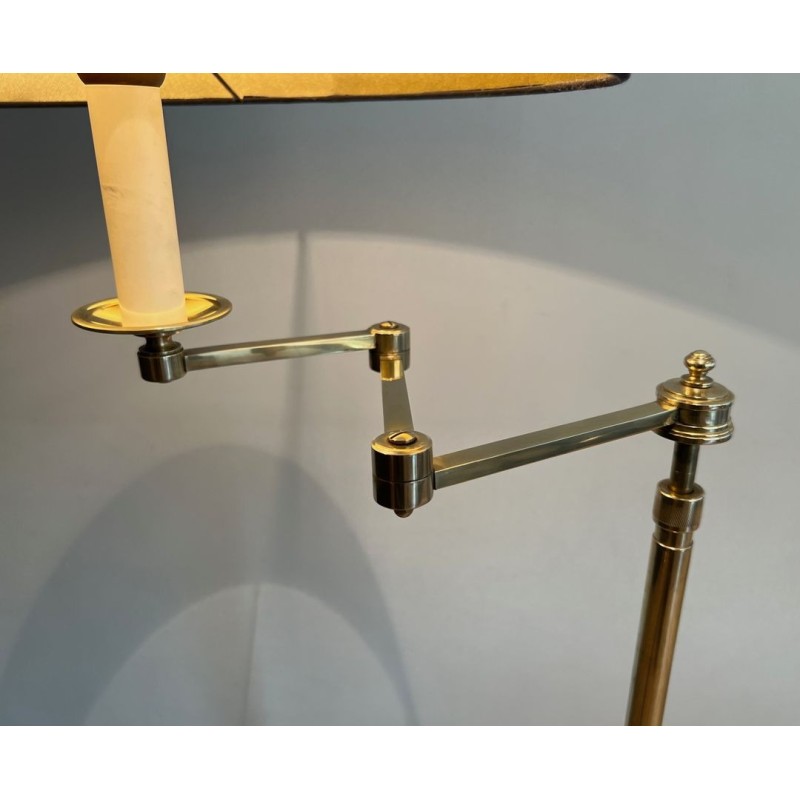 Pair of Adjustable Brass Reading Lamps, Attributed to Maison Jansen, circa 1940