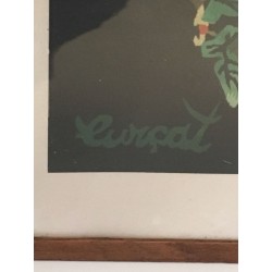 Impression représentant un Bélier. Travail Français Signé Jean Lurçat. Vers 1970