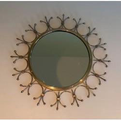 Brass and Brushed Steel Sunburst Mirror
