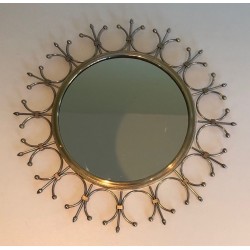Brass and Brushed Steel Sunburst Mirror