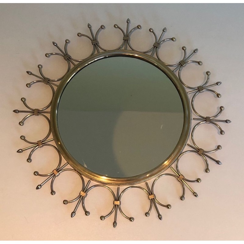 Brass and Brushed Steel Sunburst Mirror