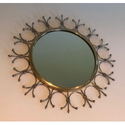 Brass and Brushed Steel Sunburst Mirror