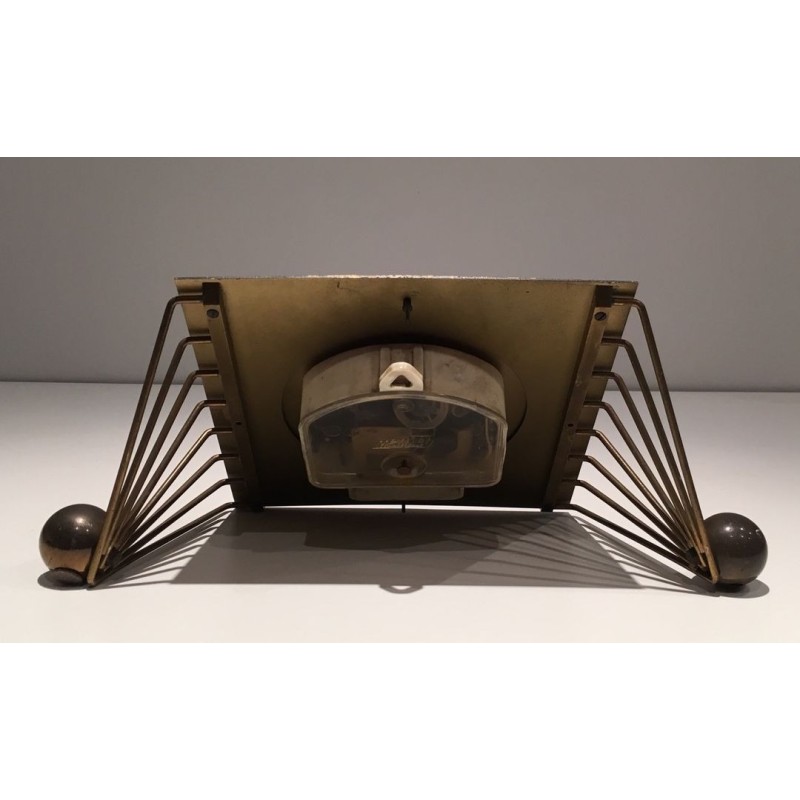 Horloge en Métal Laqué, Verre et Laiton. Vers 1950