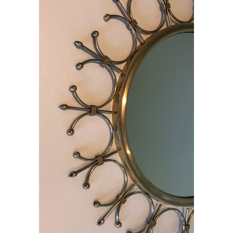 Brass and Brushed Steel Sunburst Mirror