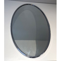 Chromed Oval Mirror in the Art Deco Style