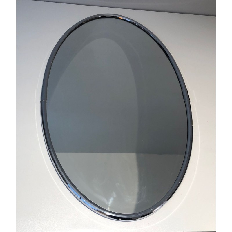 Miroir Ovale Chromé de Style Art Déco
