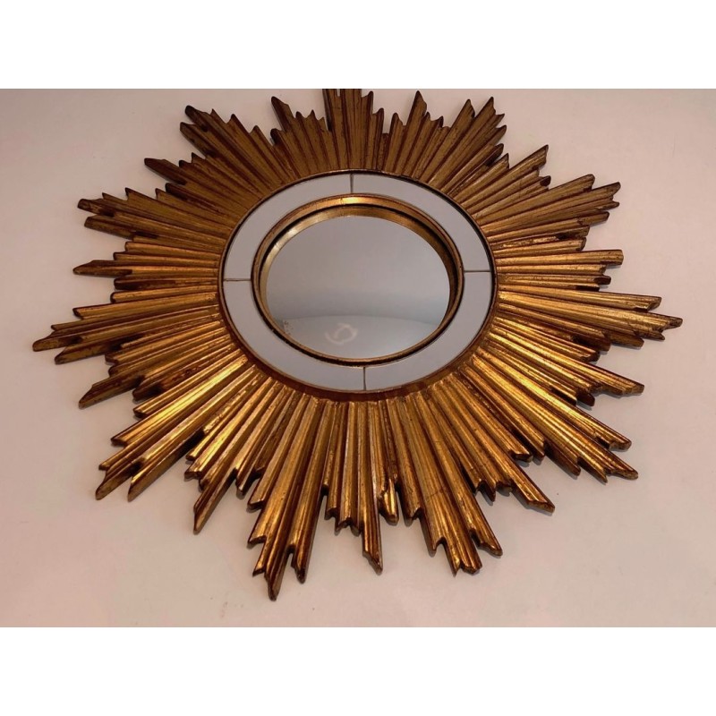 Miroir Soleil en Résine Dorée