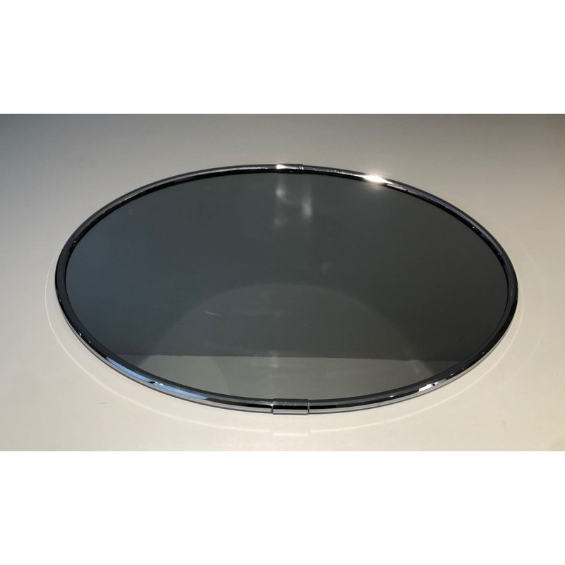 Miroir Ovale Chromé de Style Art Déco
