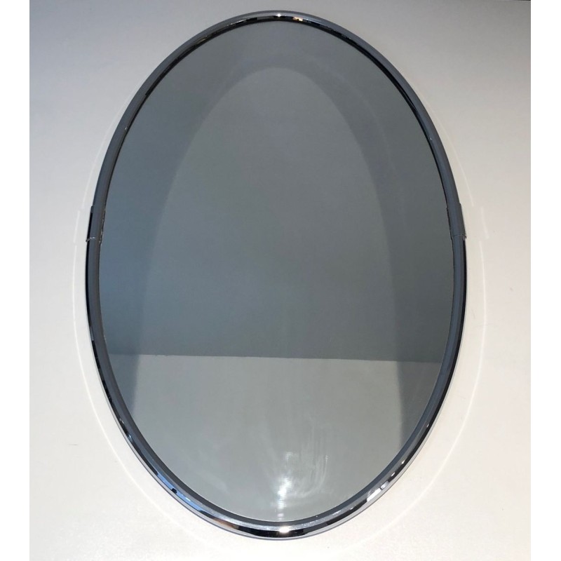 Miroir Ovale Chromé de Style Art Déco