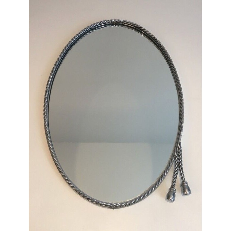 Pair of Oval Silvered Mirrors attributed to Maison Bagués