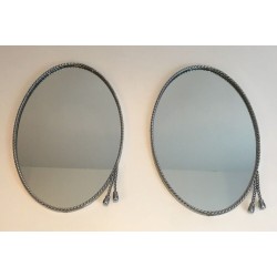 Pair of Oval Silvered Mirrors attributed to Maison Bagués
