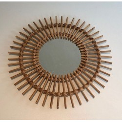 Miroir Soleil en Rotin à Double Couronne
