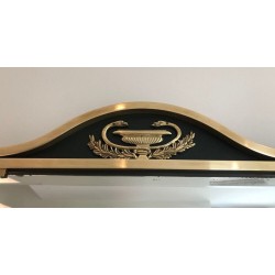 Neoclassical Style Brass and Lacquered Metal Mirror with Cup and Swan Necks