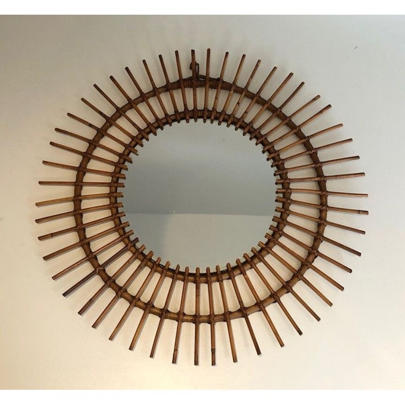 Miroir Soleil en Rotin