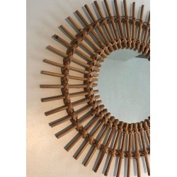 Miroir Soleil en Rotin à Double Couronne