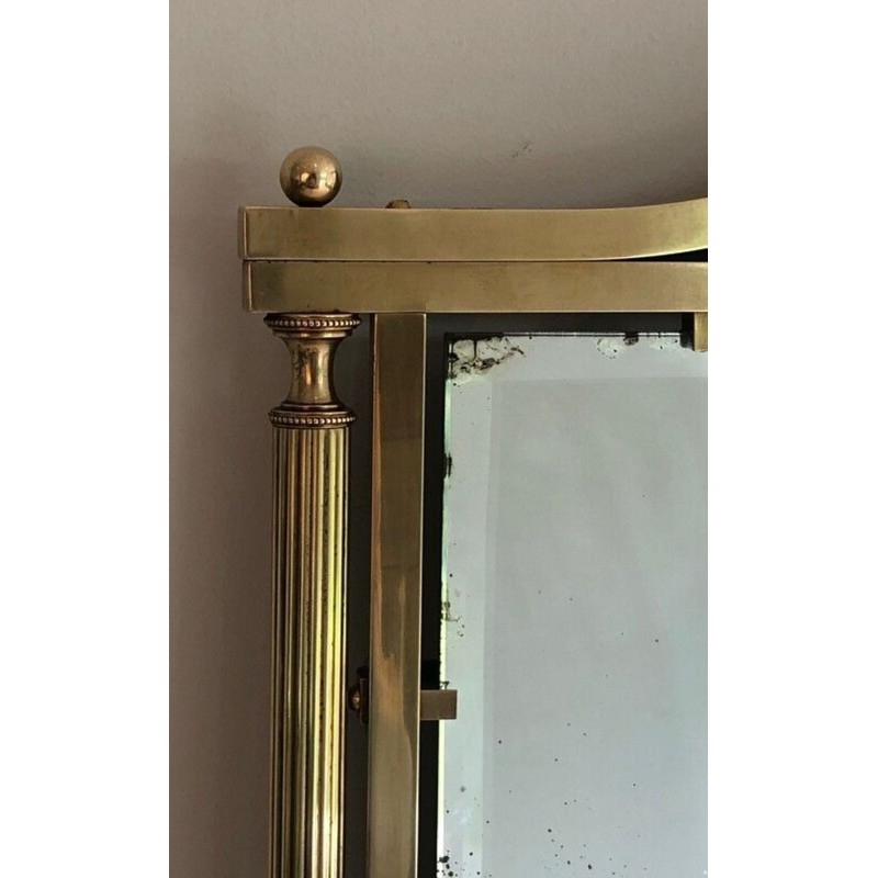 Miroir de Style Néoclassique en Laiton et Tôle Laquée à Décors De Coupe et Cols de Cygnes