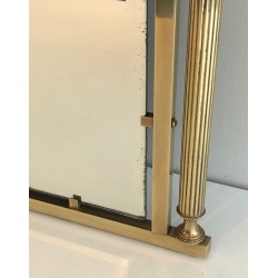 Miroir de Style Néoclassique en Laiton et Tôle Laquée à Décors De Coupe et Cols de Cygnes