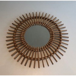 Miroir Soleil en Rotin à Double Couronne