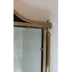 Neoclassical Style Brass and Lacquered Metal Mirror with Cup and Swan Necks