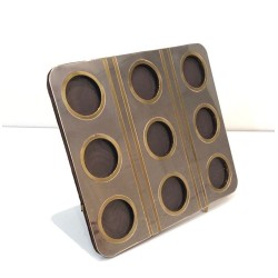 Modernist Brushed Steel and Brass Multi-Photo Frame