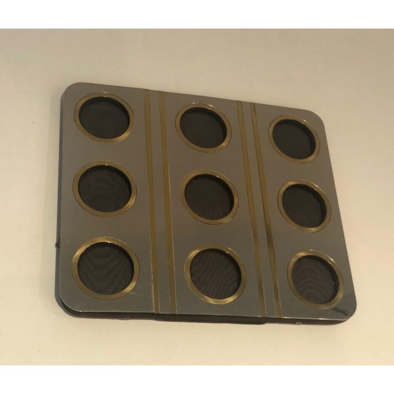 Modernist Brushed Steel and Brass Multi-Photo Frame