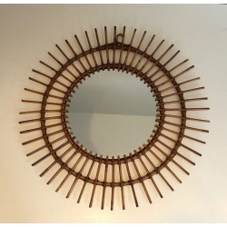 Miroir Soleil en Rotin