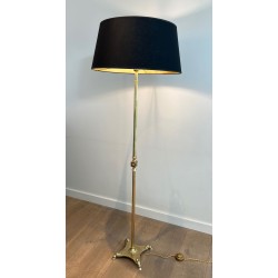 Lampadaire Néoclassique en Laiton à Pieds Griffes, Maison Jansen, vers 1940