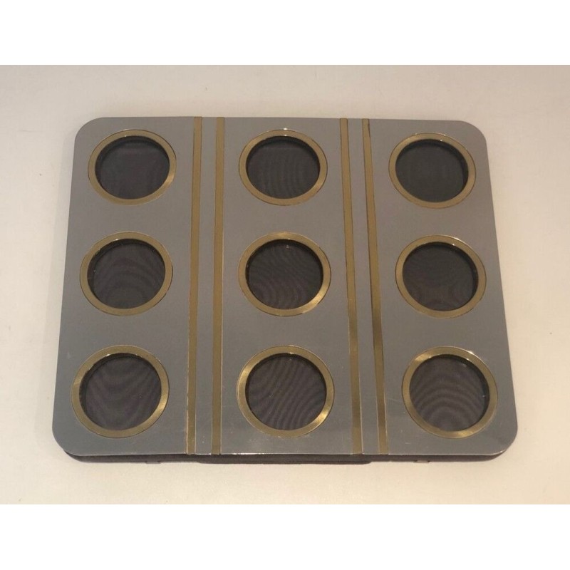 Modernist Brushed Steel and Brass Multi-Photo Frame