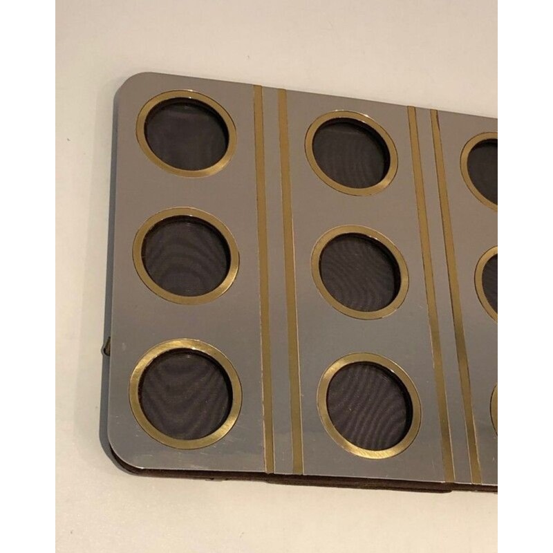 Modernist Brushed Steel and Brass Multi-Photo Frame