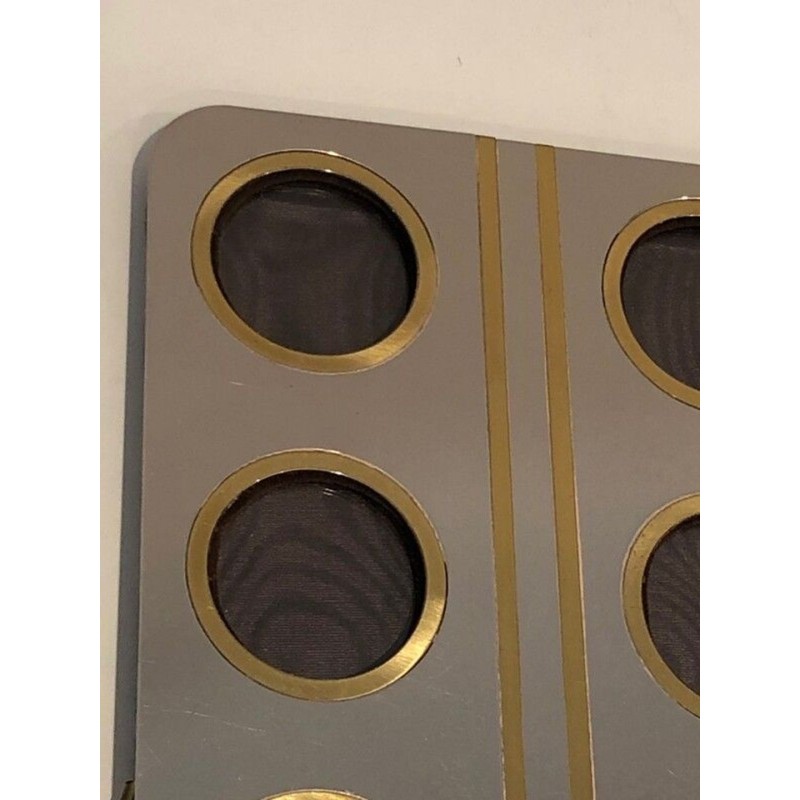 Modernist Brushed Steel and Brass Multi-Photo Frame