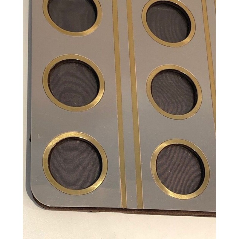 Modernist Brushed Steel and Brass Multi-Photo Frame