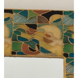 French Square Ceramic Mirror with Polychrome Floral Frame