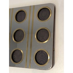 Modernist Brushed Steel and Brass Multi-Photo Frame