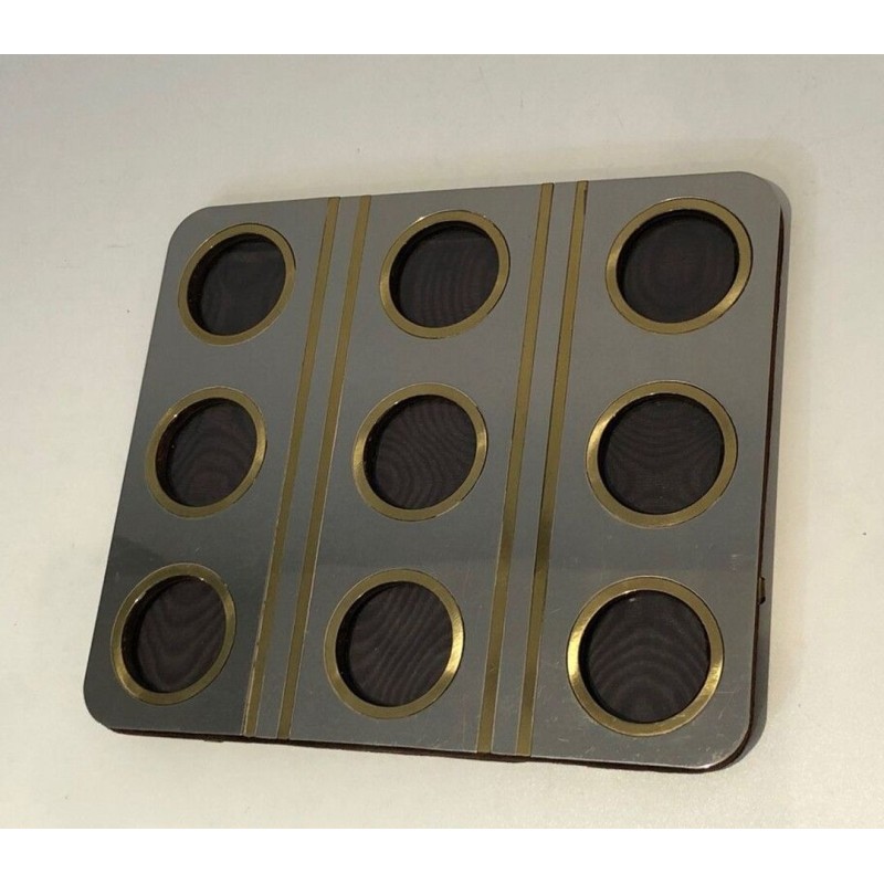 Modernist Brushed Steel and Brass Multi-Photo Frame