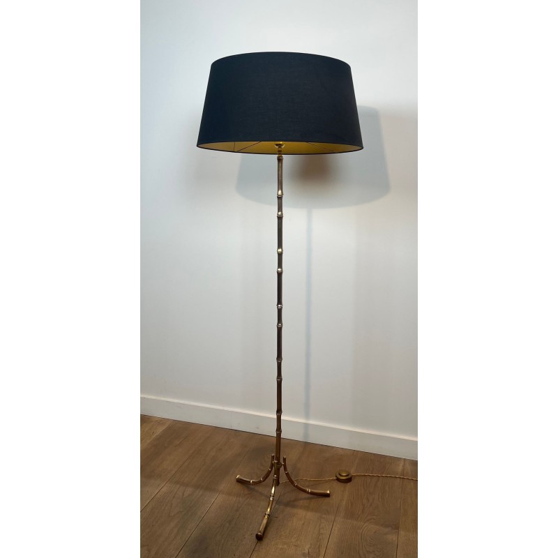 Lampadaire en Bronze Faux-Bambou, Maison Baguès, Art Déco, vers 1940