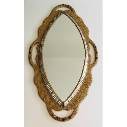 Grand Miroir en Papier Maché, Incrustations et Marqueterie de Miroirs