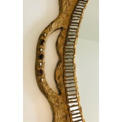 Grand Miroir en Papier Maché, Incrustations et Marqueterie de Miroirs