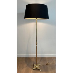 Lampadaire de Parquet de Style Néoclassique en Laiton à Pieds Griffes de la Maison Jansen