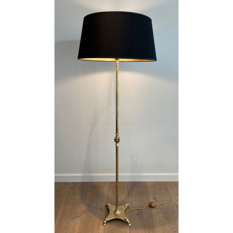 Lampadaire de Parquet de Style Néoclassique en Laiton à Pieds Griffes de la Maison Jansen