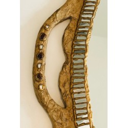 Grand Miroir en Papier Maché, Incrustations et Marqueterie de Miroirs