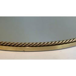 Miroir Ovale en Laiton à Cordelette et Pompons dans le Goût de la Maison Baguès