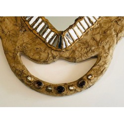 Grand Miroir en Papier Maché, Incrustations et Marqueterie de Miroirs